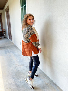 Best Of Both Worlds Leopard and Corduroy Shacket Jacket