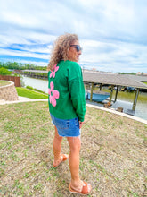 Load image into Gallery viewer, Feeling So Sweet Green Flower Patch Cardigan Sweater
