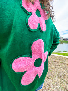 Feeling So Sweet Green Flower Patch Cardigan Sweater