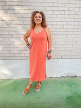 Load image into Gallery viewer, Stay Positive Tangerine Midi Tank Dress