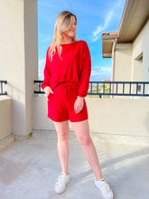 Load image into Gallery viewer, By The Fire Red Short Lounge Set