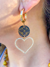 Load image into Gallery viewer, Upcycled Dangle Heart Earrings