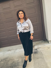 Load image into Gallery viewer, Velvet Pleated Skirt with Elastic Waist Band