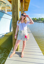Load image into Gallery viewer, Flirty & Thriving Mint Stripe Ruffle Waist Shorts