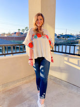 Load image into Gallery viewer, Señorita I Need A Margarita Floral Embroidery Top