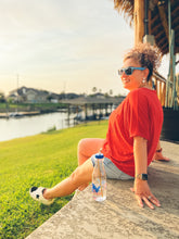 Load image into Gallery viewer, She's Not Afraid Oversized V-Neck Pocket Tee in Red