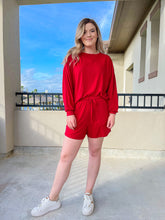 Load image into Gallery viewer, By The Fire Red Short Lounge Set