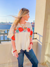 Load image into Gallery viewer, Señorita I Need A Margarita Floral Embroidery Top