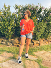 Load image into Gallery viewer, She's Not Afraid Oversized V-Neck Pocket Tee in Red