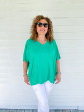 Load image into Gallery viewer, She&#39;s Not Afraid Oversized V-Neck Pocket Tee in Green