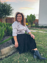 Load image into Gallery viewer, Velvet Pleated Skirt with Elastic Waist Band