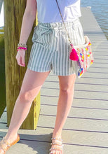 Load image into Gallery viewer, Flirty & Thriving Mint Stripe Ruffle Waist Shorts