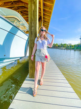 Load image into Gallery viewer, Flirty & Thriving Mint Stripe Ruffle Waist Shorts