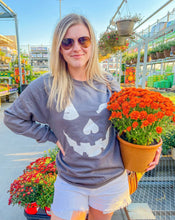 Load image into Gallery viewer, Hey Boo Charcoal Pumpkin Sweatshirt