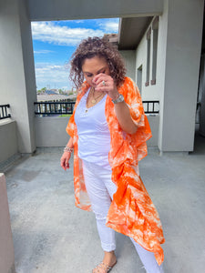 Sunset Paradise Orange and White Kimono