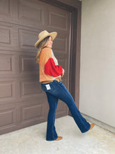 Load image into Gallery viewer, Orange &amp; Red Knit Colorblock Sweater