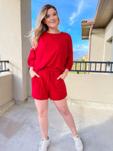 Load image into Gallery viewer, By The Fire Red Short Lounge Set