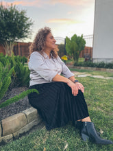 Load image into Gallery viewer, Velvet Pleated Skirt with Elastic Waist Band