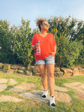 Load image into Gallery viewer, She's Not Afraid Oversized V-Neck Pocket Tee in Red