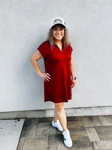 Gameday Glam Burgundy Athleisure Dress