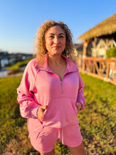 Load image into Gallery viewer, Meet Me At The Gate Half-Zip Collar Pink Sweatshirt