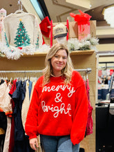 Load image into Gallery viewer, Tinsel &amp; Cheer Christmas Sweater in Red