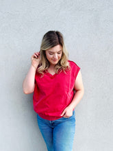 Load image into Gallery viewer, Harvest Flame V-Neck Sleeveless Vest in Red