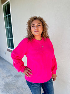 In A Day Dream Cozy Hot Pink Sweater