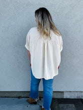 Load image into Gallery viewer, Cloud Nine Solid Waffle Button Down Half Sleeve With Collared Detail in Sand
