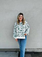 Load image into Gallery viewer, Home For Christmas Green Toile Printed Oversized Top