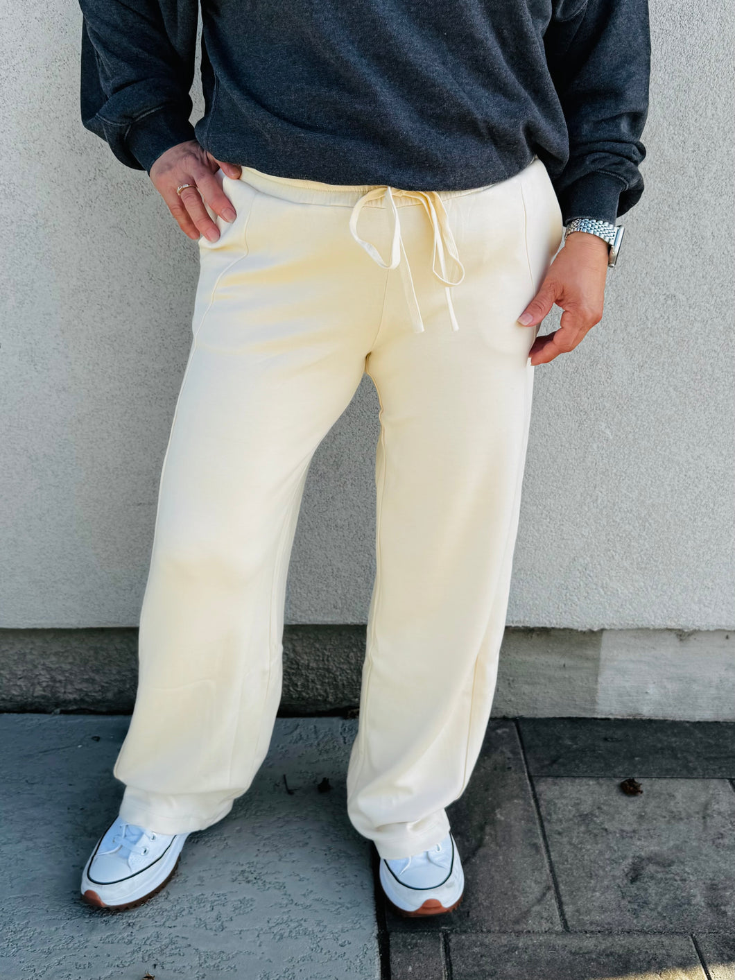 The Lounge Luxe Double Knit High-waist Wide-leg Sweatpants