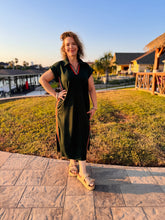 Load image into Gallery viewer, Frequent Flyer Green Midi Dress