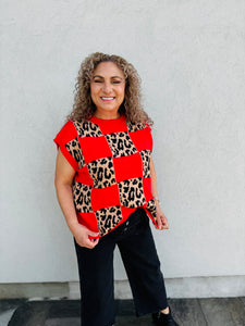 Rebel Heart Leopard Checkered Sweater Vest
