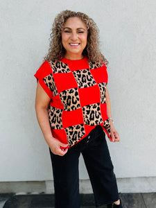 Rebel Heart Leopard Checkered Sweater Vest