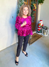 Load image into Gallery viewer, Holiday Spirit Berry Velvet Top