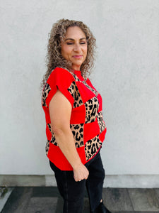 Rebel Heart Leopard Checkered Sweater Vest