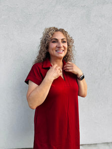 Gameday Glam Burgundy Athleisure Dress