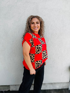 Rebel Heart Leopard Checkered Sweater Vest