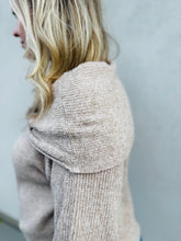 Load image into Gallery viewer, The Off Duty Coquette Off Shoulder Front Twist Knit Beige Sweater