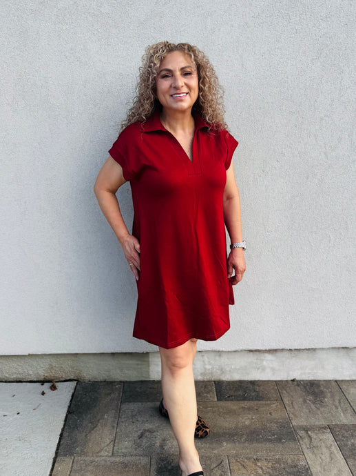Gameday Glam Burgundy Athleisure Dress