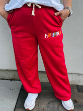 Load image into Gallery viewer, Fa La La Lounge Pants-Red with Embroidered &quot;Merry Christmas&quot;