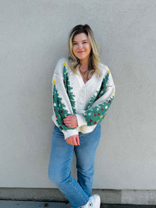 Evergreen Dreams Christmas Tree Cozy Sweater Cardigan