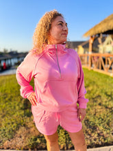 Load image into Gallery viewer, Meet Me At The Gate Half-Zip Collar Pink Sweatshirt