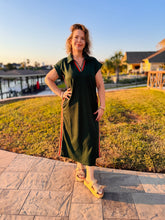 Load image into Gallery viewer, Frequent Flyer Green Midi Dress