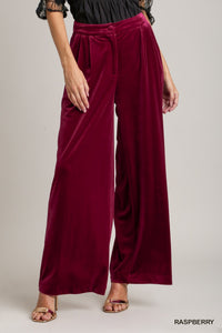 The Best Time of The Year Raspberry Velvet High Waisted Pleated