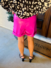 Load image into Gallery viewer, Peppermint Hot Pink Faux Leather High Waisted Shorts