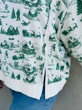 Load image into Gallery viewer, Home For Christmas Green Toile Printed Oversized Top