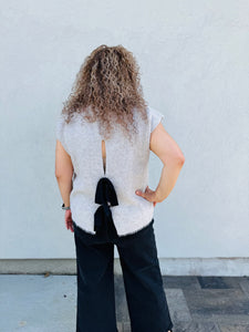Margot Ribbon Tie back Knit Sleeveless Sweater Vest