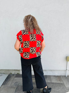 Rebel Heart Leopard Checkered Sweater Vest