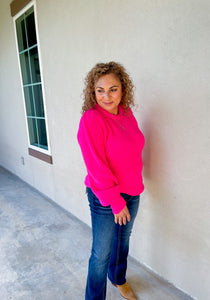 In A Day Dream Cozy Hot Pink Sweater